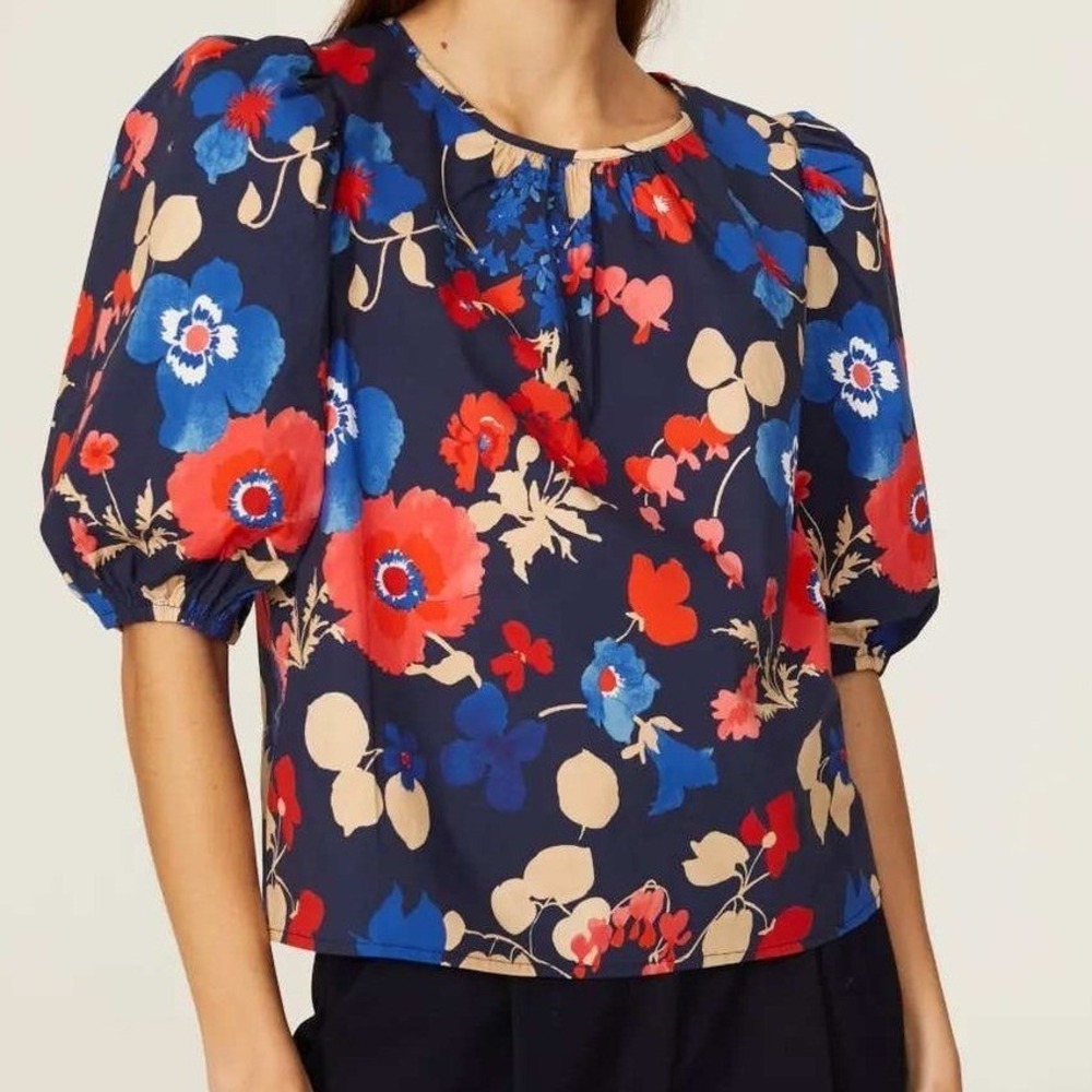 Peter Som x RTR Floralโ Puff Sleeve Top Size 6 Peasant Feminine Garden Party